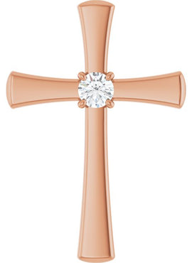 14K Rose Gold Natural Morganite Cross Pendant