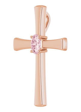 14K Rose Gold Natural Morganite Cross Pendant