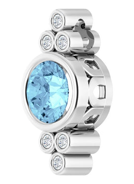 14K White Gold Natural Aquamarine & .06 CTW Natural Diamond Pendant