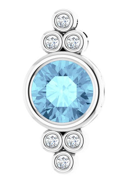 14K White Gold Natural Aquamarine & .06 CTW Natural Diamond Pendant