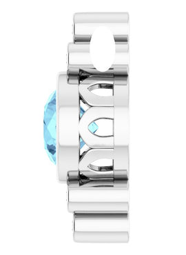 14K White Gold Natural Aquamarine & .06 CTW Natural Diamond Pendant
