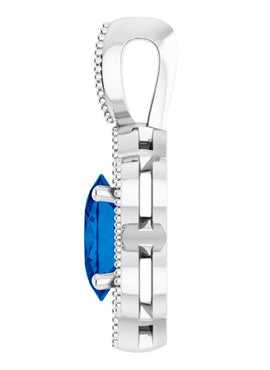 14K White Gold Natural Blue Sapphire & .06 CTW Natural Diamond Pendant