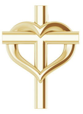 14K White Gold Youth Cross with Heart Pendant