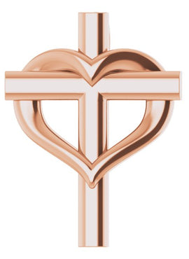 14K White Gold Youth Cross with Heart Pendant
