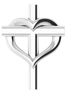 14K White Gold Youth Cross with Heart Pendant
