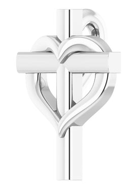 14K White Gold Youth Cross with Heart Pendant