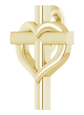 14K White Gold Youth Cross with Heart Pendant
