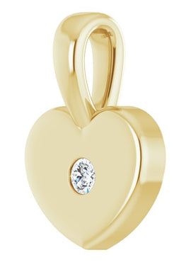 14K White Gold .01 CT Natural Diamond Youth Heart Pendant