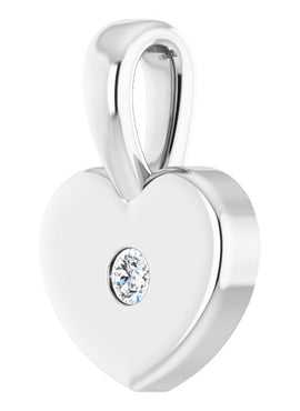 14K White Gold .01 CT Natural Diamond Youth Heart Pendant