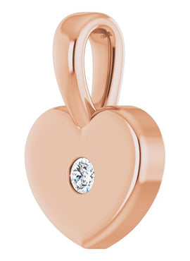 14K White Gold .01 CT Natural Diamond Youth Heart Pendant