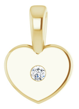 14K White Gold .01 CT Natural Diamond Youth Heart Pendant