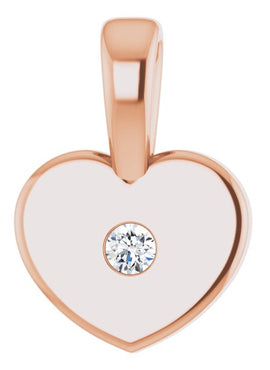 14K White Gold .01 CT Natural Diamond Youth Heart Pendant