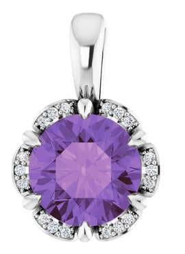 14K Rose Gold Natural Amethyst & .04 CTW Natural Diamond Pendant