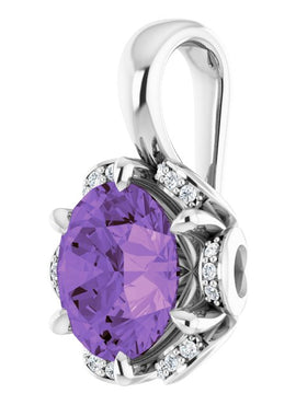 14K Rose Gold Natural Amethyst & .04 CTW Natural Diamond Pendant