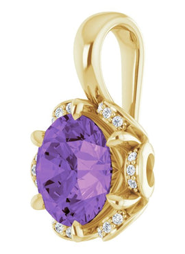 14K Rose Gold Natural Amethyst & .04 CTW Natural Diamond Pendant