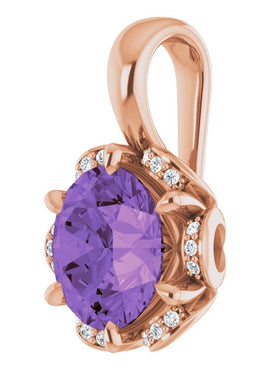 14K Rose Gold Natural Amethyst & .04 CTW Natural Diamond Pendant