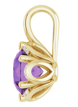 14K Rose Gold Natural Amethyst & .04 CTW Natural Diamond Pendant