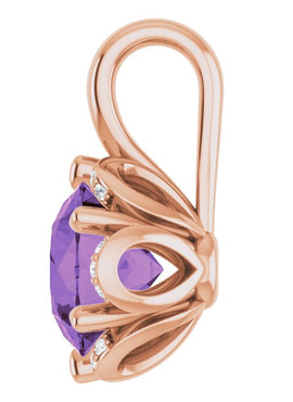 14K Rose Gold Natural Amethyst & .04 CTW Natural Diamond Pendant