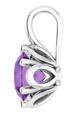 14K Rose Gold Natural Amethyst & .04 CTW Natural Diamond Pendant