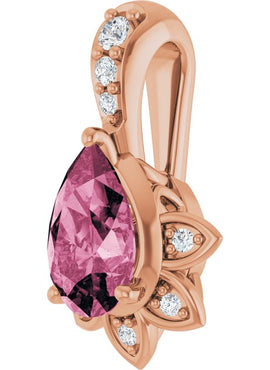 14K White Gold Natural Pink Tourmaline & .03 CTW Natural Diamond Pendant