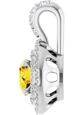 14K White Gold Natural Yellow Sapphire & 1/4 CTW Natural Diamond Pendant
