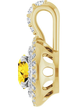 14K White Gold Natural Yellow Sapphire & 1/4 CTW Natural Diamond Pendant