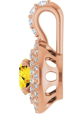 14K White Gold Natural Yellow Sapphire & 1/4 CTW Natural Diamond Pendant
