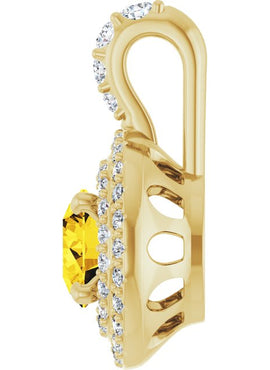 14K White Gold Natural Yellow Sapphire & 1/4 CTW Natural Diamond Pendant