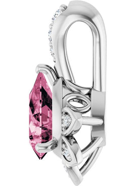 14K White Gold Natural Pink Tourmaline & .03 CTW Natural Diamond Pendant