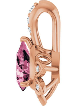 14K White Gold Natural Pink Tourmaline & .03 CTW Natural Diamond Pendant