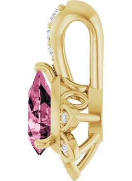 14K White Gold Natural Pink Tourmaline & .03 CTW Natural Diamond Pendant