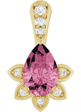 14K White Gold Natural Pink Tourmaline & .03 CTW Natural Diamond Pendant
