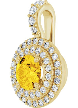14K White Gold Natural Yellow Sapphire & 1/4 CTW Natural Diamond Pendant