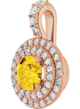 14K White Gold Natural Yellow Sapphire & 1/4 CTW Natural Diamond Pendant