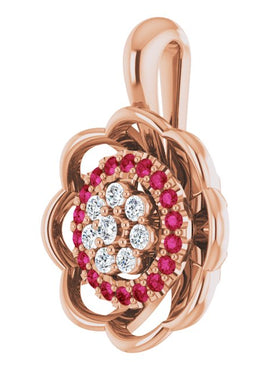 14K White Gold Natural Ruby & 1/6 CTW Natural Diamond Pendant