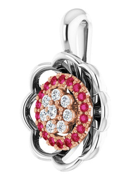 14K White Gold Natural Ruby & 1/6 CTW Natural Diamond Pendant