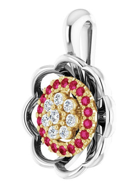 14K White Gold Natural Ruby & 1/6 CTW Natural Diamond Pendant