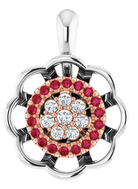 14K White Gold Natural Ruby & 1/6 CTW Natural Diamond Pendant