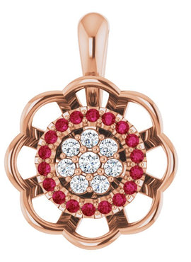 14K White Gold Natural Ruby & 1/6 CTW Natural Diamond Pendant