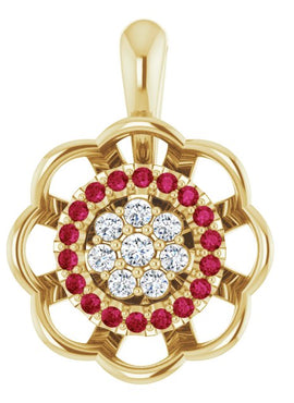 14K White Gold Natural Ruby & 1/6 CTW Natural Diamond Pendant