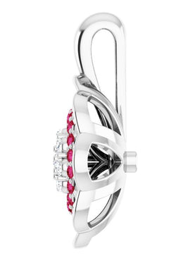 14K White Gold Natural Ruby & 1/6 CTW Natural Diamond Pendant