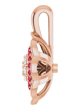 14K White Gold Natural Ruby & 1/6 CTW Natural Diamond Pendant