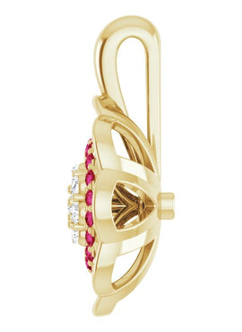 14K White Gold Natural Ruby & 1/6 CTW Natural Diamond Pendant