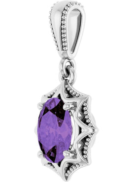 14K White Gold Natural Amethyst Pendant