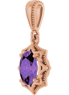 14K White Gold Natural Amethyst Pendant