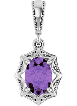 14K White Gold Natural Amethyst Pendant