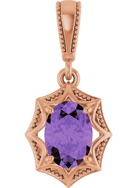 14K White Gold Natural Amethyst Pendant
