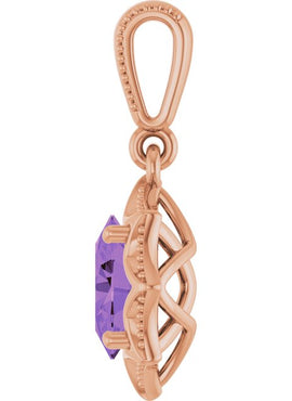 14K White Gold Natural Amethyst Pendant