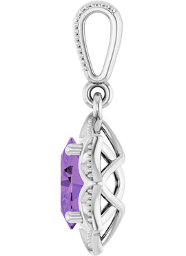 14K White Gold Natural Amethyst Pendant