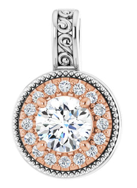 14K White/Rose Gold 1/2 CTW Natural Diamond Halo-Style Pendant